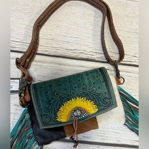 Myra Bag Green and Brown Crossbody Bag